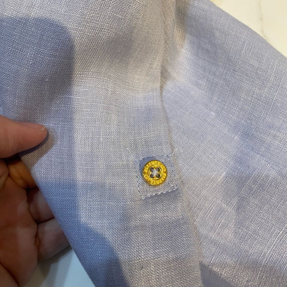 Ellen Tracy Linen Light Blue Tunic Top - Picture 6 of 6